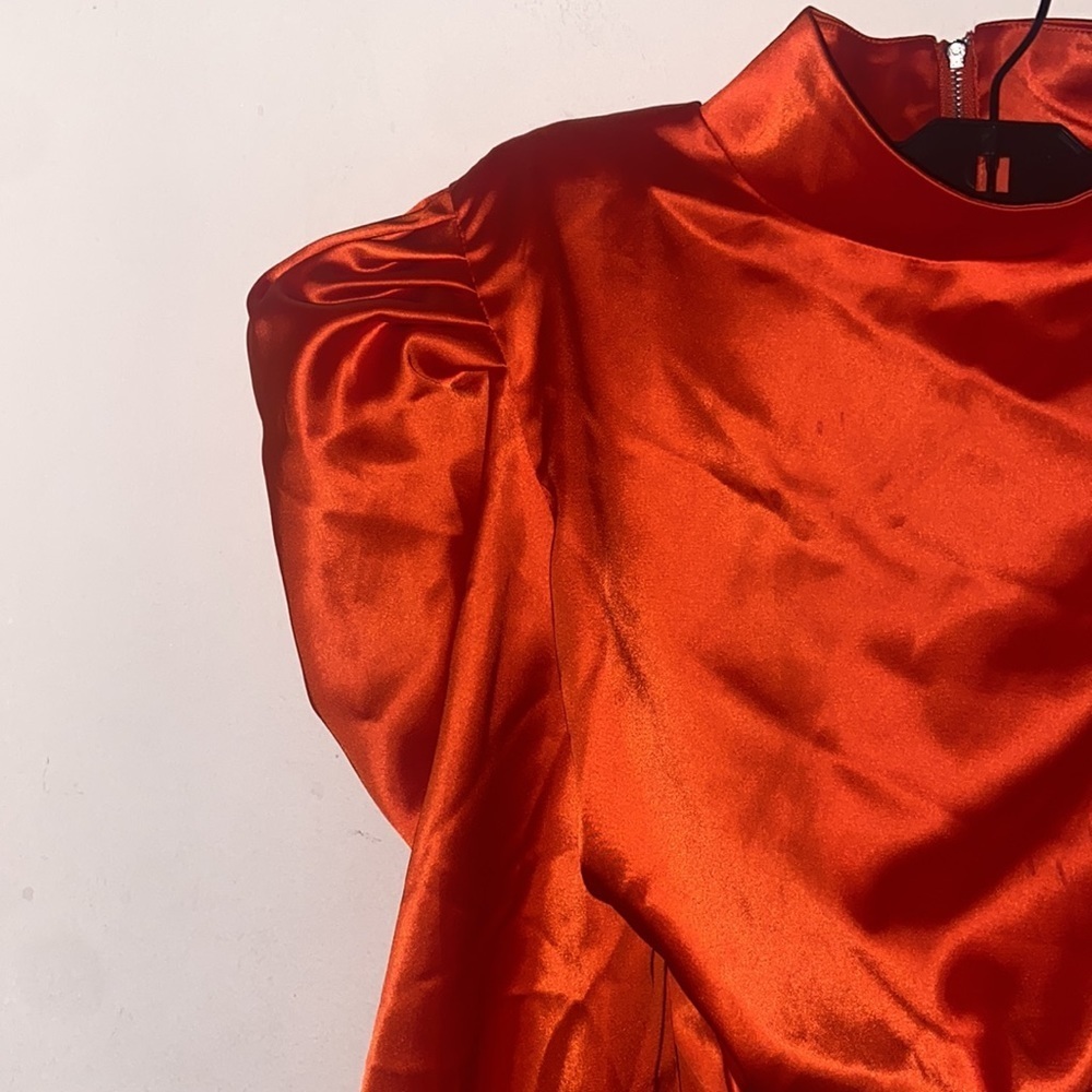 KARISHMA ORANGE LUXE SATIN BLOUSE - Picture 3 of 8